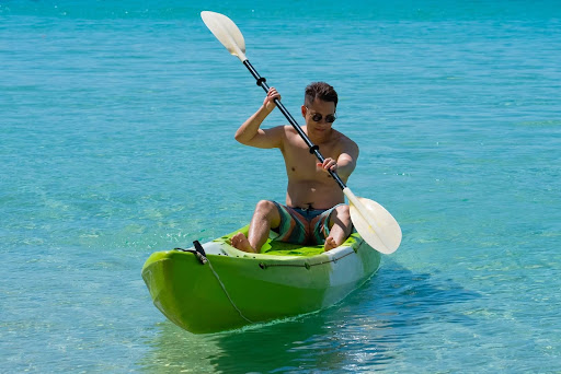 A man using his kayak rental near Myrtle Beach.